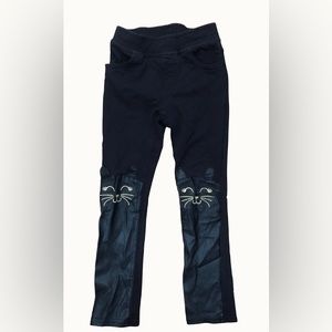 Black Cat‎ Faux Leather Front Embroidered Leggings Kids 5